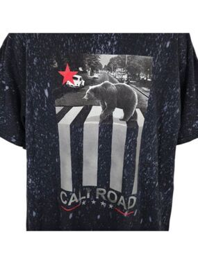 California Republic Bear T Shirt Mens Size Large Black Cali Road OVERSIZED Fit